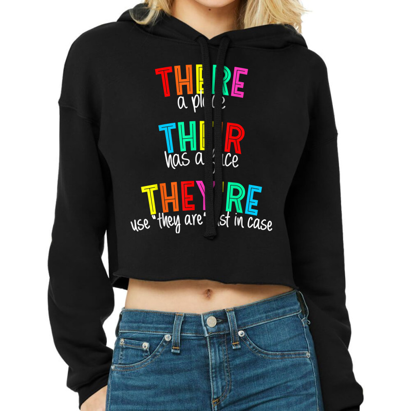 There Their They_re Funny English Teacher Grammar Teacher Cropped Hoodie by liqualyfu | Artistshot