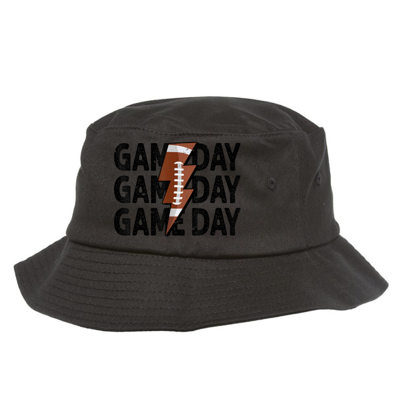 Vintage Game Day Football Lightning Bolt Funny Team Sport Bucket Hat by Posh | Artistshot