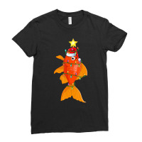 Goldfish Lighting Xmas Tree Matching Goldfish Christmas Ladies Fitted T-shirt | Artistshot