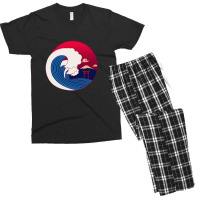 Japanese Wave Off Mt Fuji With Shinto Torii Gate Vector Graphic Men's T-shirt Pajama Set | Artistshot