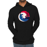 Japanese Wave Off Mt Fuji With Shinto Torii Gate Vector Graphic Lightweight Hoodie | Artistshot