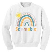 Sé Amable Spanish Bilingual Teacher Be Kind Boho Rainbow Pullover Hoo Youth Sweatshirt | Artistshot