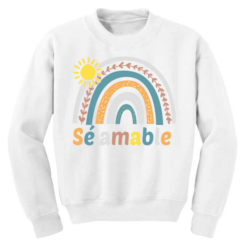 Sé Amable Spanish Bilingual Teacher Be Kind Boho Rainbow Pullover Hoo Youth Sweatshirt by cm-arts | Artistshot