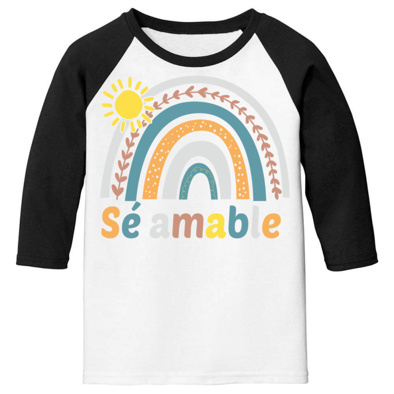 Sé Amable Spanish Bilingual Teacher Be Kind Boho Rainbow Pullover Hoo Youth 3/4 Sleeve by cm-arts | Artistshot