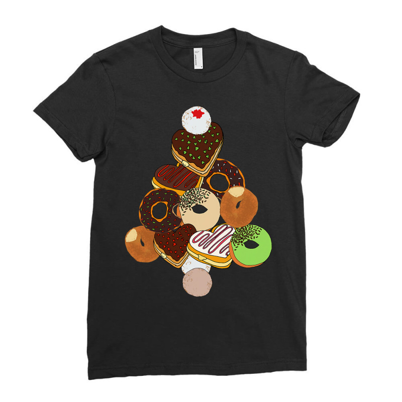 Donut Christmas Tree Festive Funny Holiday Food Meme T Shirt Ladies Fitted T-Shirt by MG91 | Artistshot