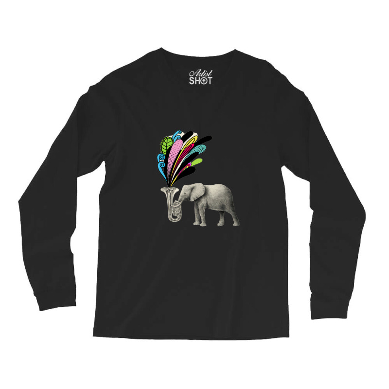 Elephant Playing A Musical Instrument Long Sleeve Shirts by JAMESDSHARP | Artistshot