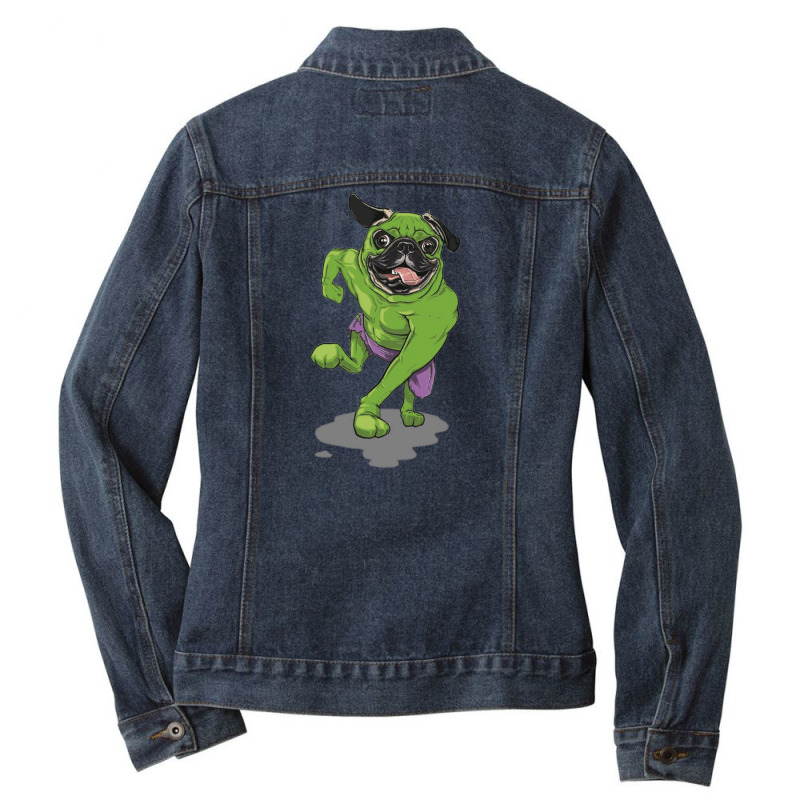 The Incredible Pug Ladies Denim Jacket by cm-arts | Artistshot