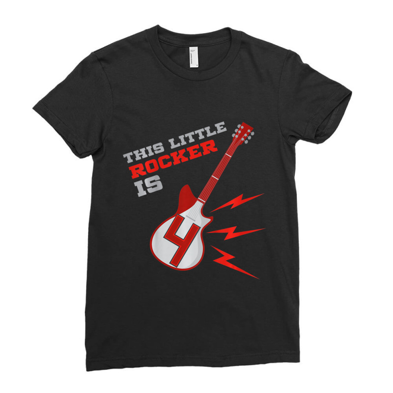 Kids 4th Birthday Girls Guitar Rock Music 4 Year Old Ladies Fitted T-Shirt by cm-arts | Artistshot