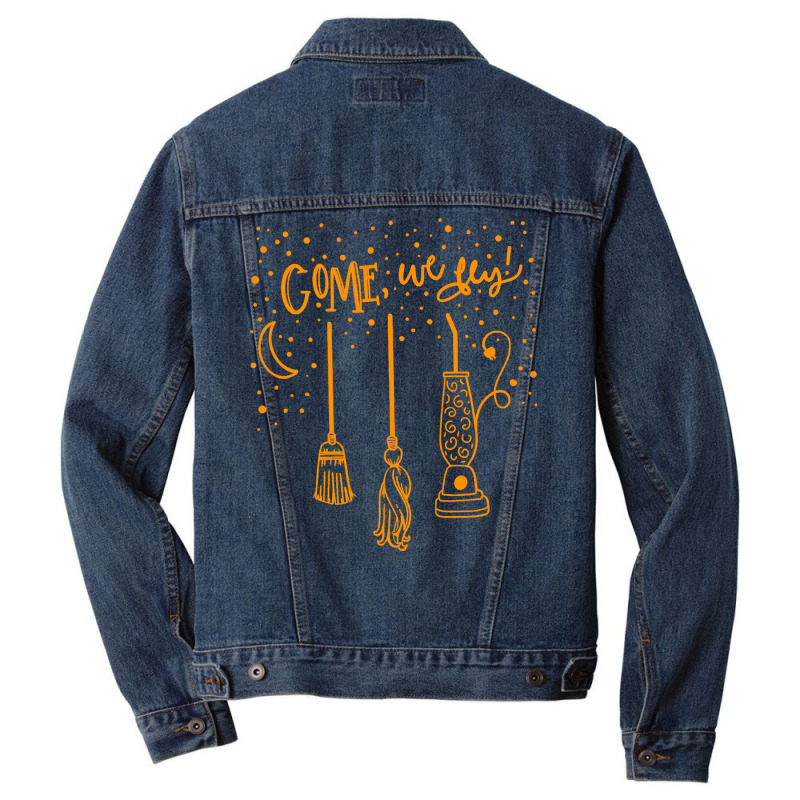 Come We Fly Witch Mop Broom Vacuum Flying Halloween Night T Shirt Men Denim Jacket by WZ90 | Artistshot