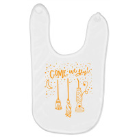 Come We Fly Witch Mop Broom Vacuum Flying Halloween Night T Shirt Baby Bibs | Artistshot