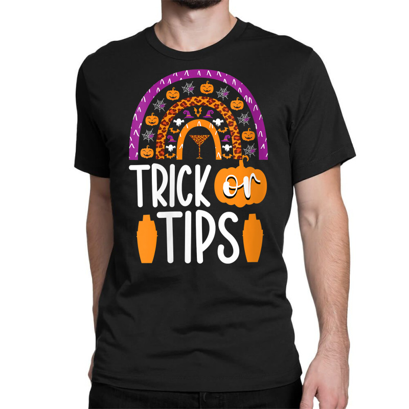 Womens Trick Or Tips Bartender Halloween Bartending Mixologist V Neck Classic T-shirt by cm-arts | Artistshot