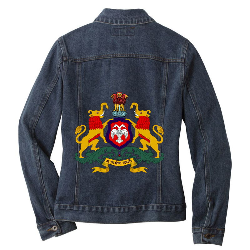 Karnataka Coat Of Arms, India Ladies Denim Jacket by RILEYALLEN | Artistshot