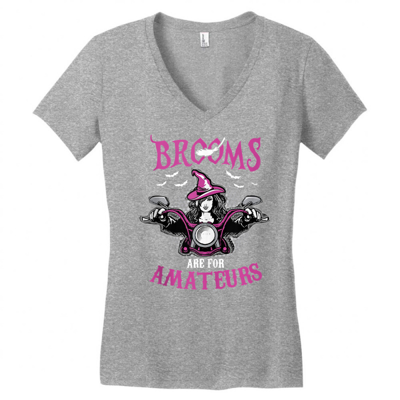 Brooms Are For Amateurs Biker   Funny Halloween Costume Tank Top Women's V-Neck T-Shirt by cm-arts | Artistshot