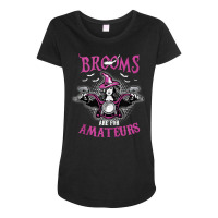 Brooms Are For Amateurs Biker   Funny Halloween Costume Tank Top Maternity Scoop Neck T-shirt | Artistshot