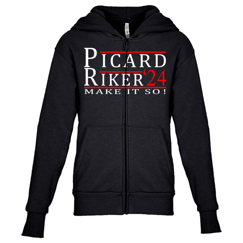 Picard Riker 2024 Make It So T Shirt Youth Zipper Hoodie by cm-arts | Artistshot