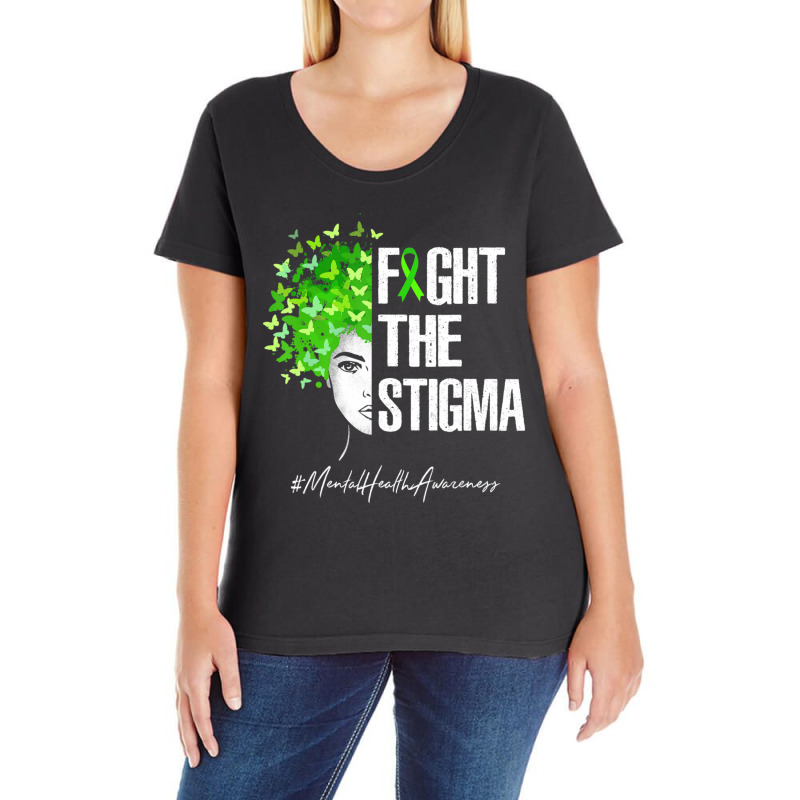 Fight The Stigma Mental Health Awareness Gif Ladies Curvy T-Shirt by cm-arts | Artistshot