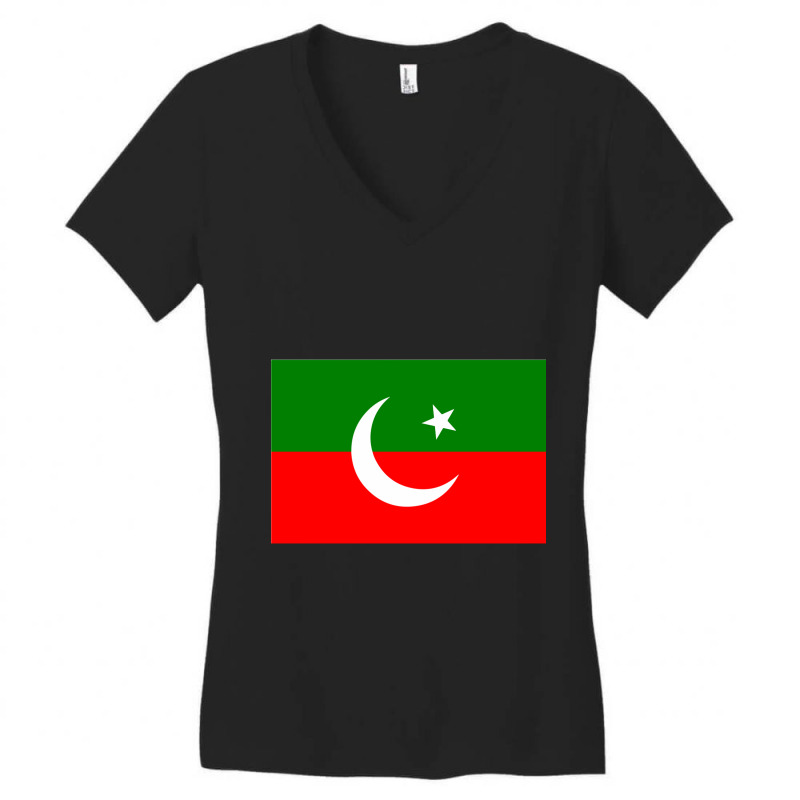 Imran Khan Pti Flag Glossy S Women's V-Neck T-Shirt by cm-arts | Artistshot