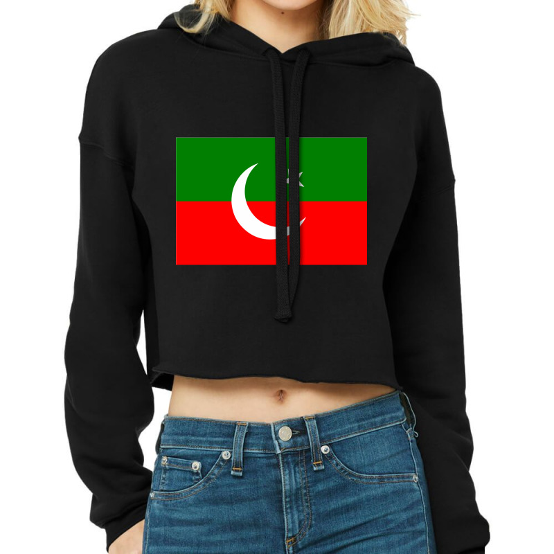 Imran Khan Pti Flag Glossy S Cropped Hoodie by cm-arts | Artistshot