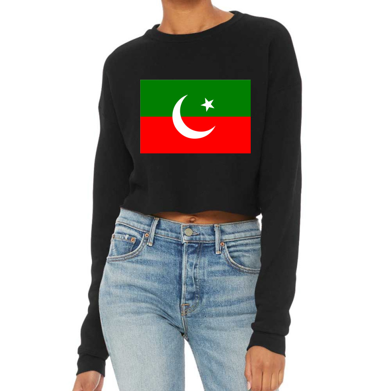 Imran Khan Pti Flag Glossy S Cropped Sweater by cm-arts | Artistshot