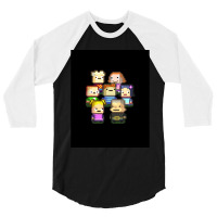 Graphic Kindergarten Game Characters Art Png 3/4 Sleeve Shirt | Artistshot