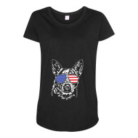 Australian Cattle Dog ,american Flag, Maternity Scoop Neck T-shirt | Artistshot