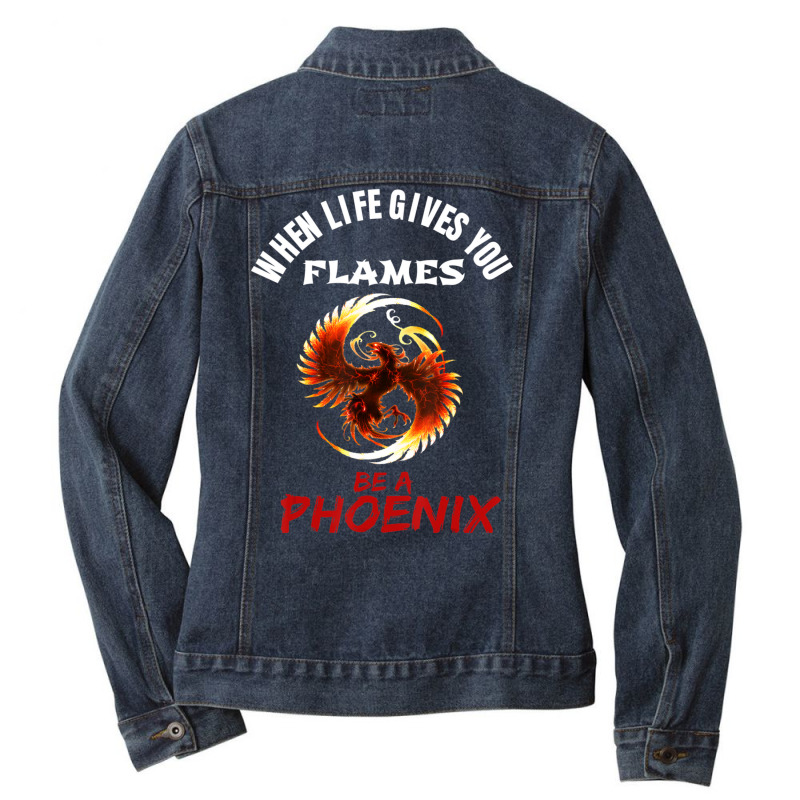 Rising Phoenix Flames Fire Bird Mythical Rebirth Lover Ladies Denim Jacket by Adcock Salmon | Artistshot