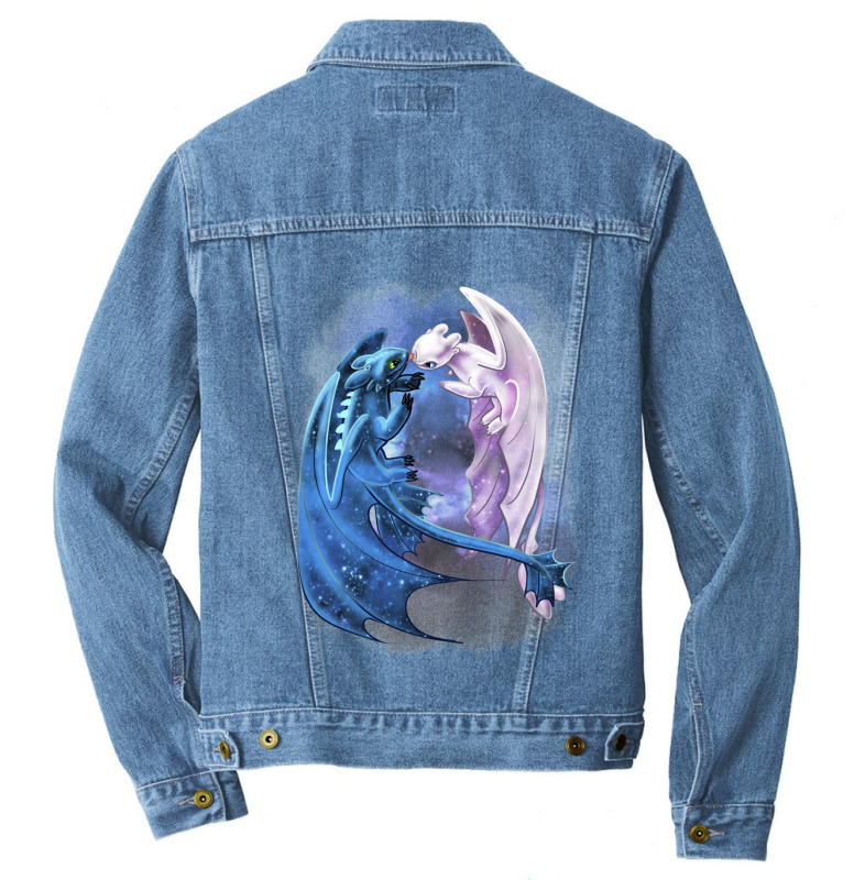 Dragon Heart Starry Dragons Toothless And Light Fury Men Denim Jacket By Sidneywerner Artistshot
