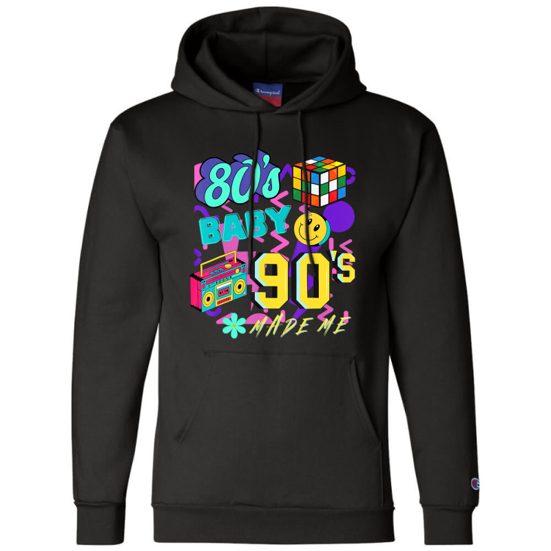 Retro 80's Baby 90's Made Me Vintage Champion Hoodie by cm-arts | Artistshot