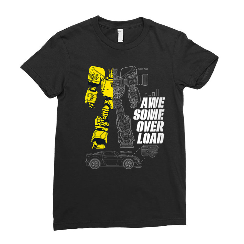 Transformers Bumblebee Awesome Overload Split V-neck Ladies Fitted T-Shirt by ngodieutrinh | Artistshot