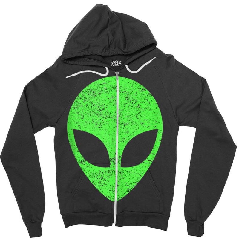 Green Alien Head Distressed Vintage Storm Area 51 Tank Top Zipper Hoodie | Artistshot