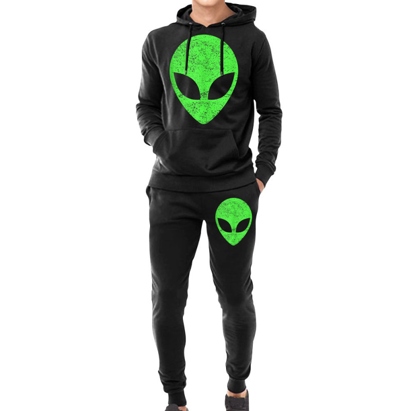 Green Alien Head Distressed Vintage Storm Area 51 Tank Top Hoodie & Jogger Set | Artistshot