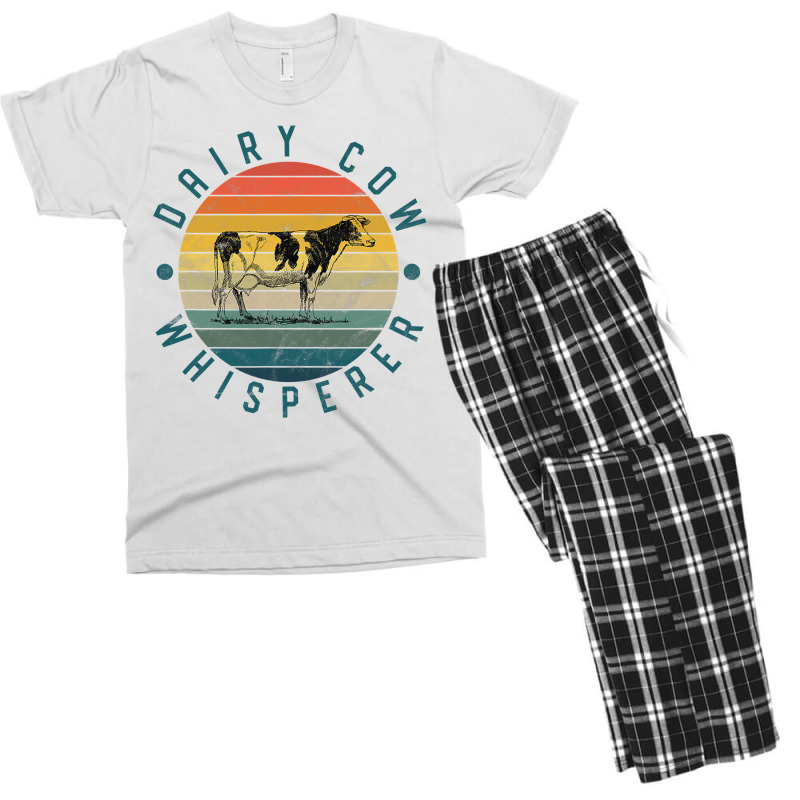 Cow Whisperer Funny Vintage Sunset Retro Style Dairy Farm 8 Cattle Men's T-shirt Pajama Set | Artistshot