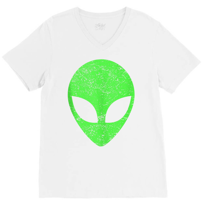 Green Alien Head Distressed Vintage Storm Area 51 Tank Top V-neck Tee | Artistshot