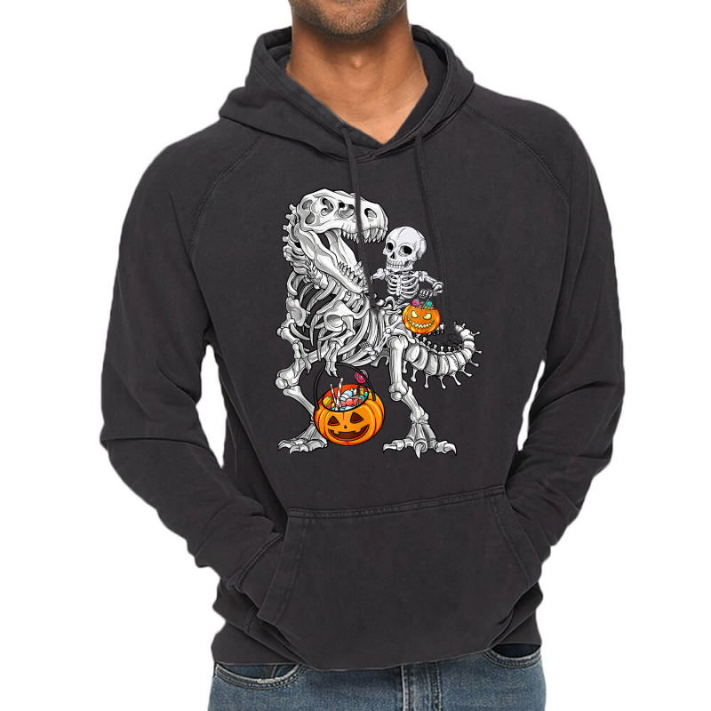 Skeleton Dinosaur T Rex Boys Halloween Mummy Funny Pumpkin Vintage Hoodie | Artistshot