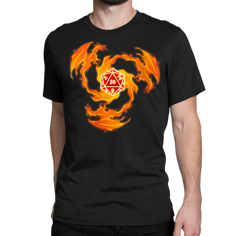 Fantasy Larp W20 Dice Fire Dragon Tabletop Role Play Game Classic T-shirt | Artistshot