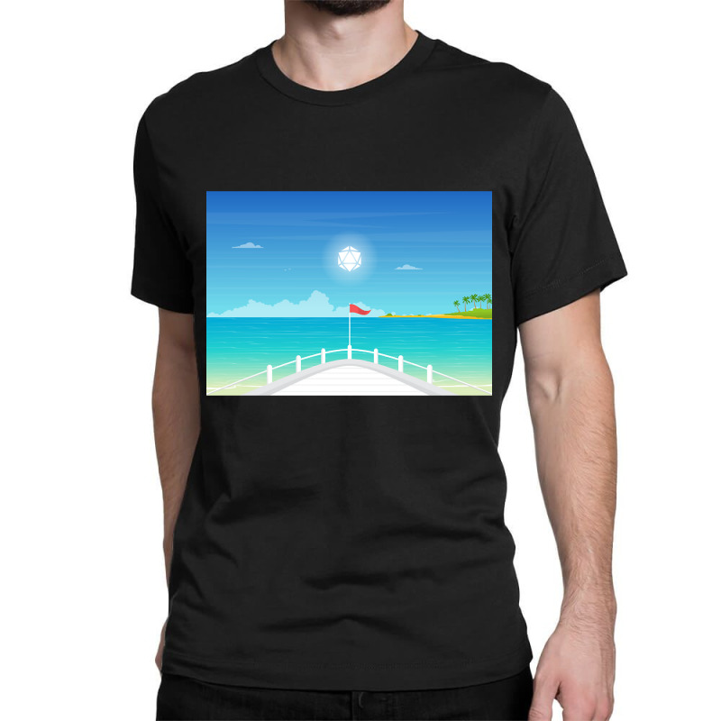 Yacht Cruise Summer Vacation Polyhedral Dice Sun Rpg Landscape Classic T-shirt by Kosdapen517 | Artistshot