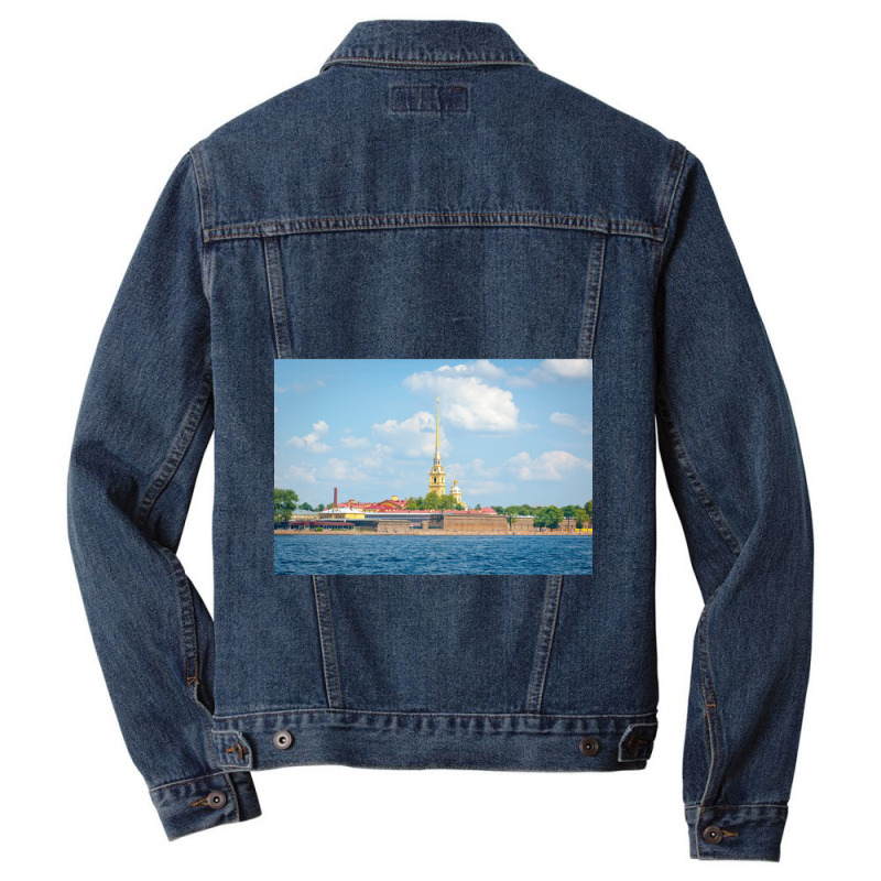 Peter And Paul Fortress In Saint Petersburg, Russia Premium Men Denim Jacket by cm-arts | Artistshot