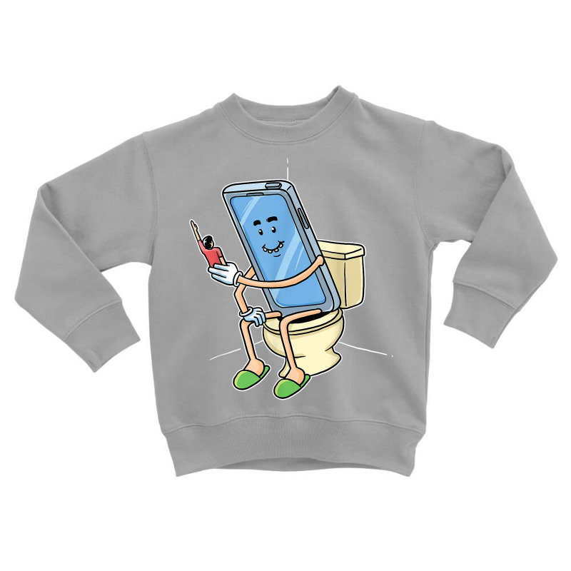 Funny Using Smart Phone On The Toilet Cell Mobile Phone T Shirt Toddler Sweatshirt by montistd | Artistshot