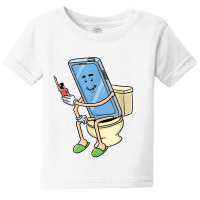 Funny Using Smart Phone On The Toilet Cell Mobile Phone T Shirt Baby Tee | Artistshot