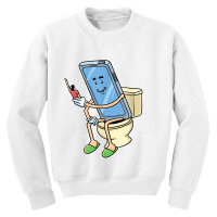 Funny Using Smart Phone On The Toilet Cell Mobile Phone T Shirt Youth Sweatshirt | Artistshot