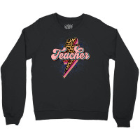 Back To School Teacher Leopard Lightning Bolt Motivational Crewneck Sweatshirt | Artistshot