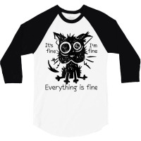 Everything Is Fine Funny Stressed Out Cat Graphic Tank Top 3/4 Sleeve Shirt | Artistshot