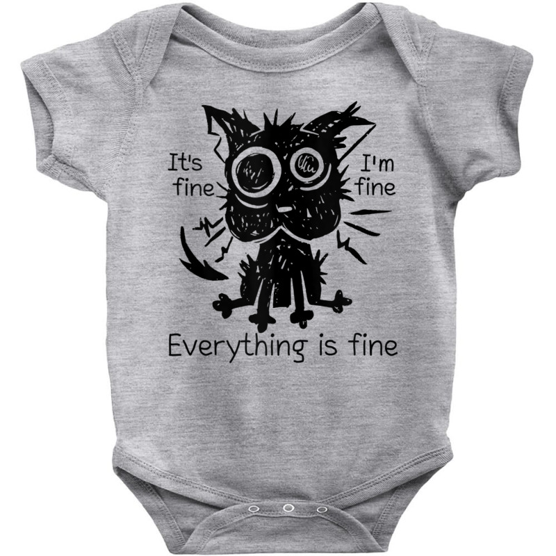 Everything Is Fine Funny Stressed Out Cat Graphic Tank Top Baby Bodysuit by cm-arts | Artistshot