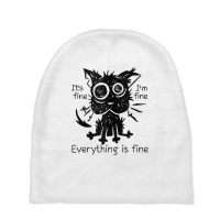 Everything Is Fine Funny Stressed Out Cat Graphic Tank Top Baby Beanies | Artistshot