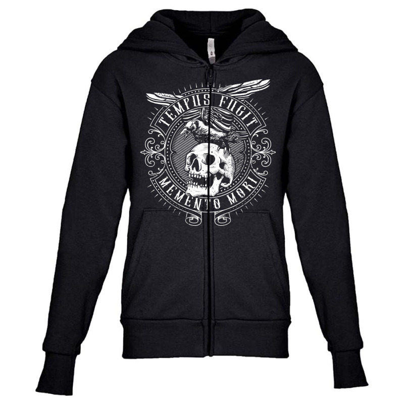 Tempus Fugit Memento Mori Latin Phrase Long Sleeve T Shirt Youth Zipper Hoodie | Artistshot