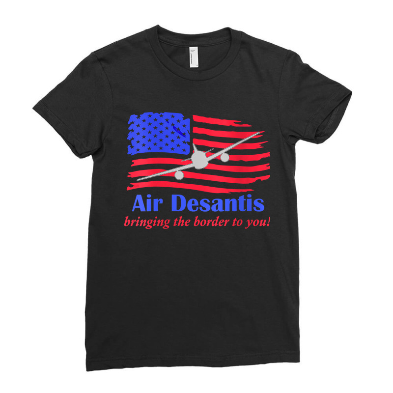 Womens Air Desantis Bringing The Border   Satire (c) V Neck T Shirt Ladies Fitted T-Shirt by cm-arts | Artistshot