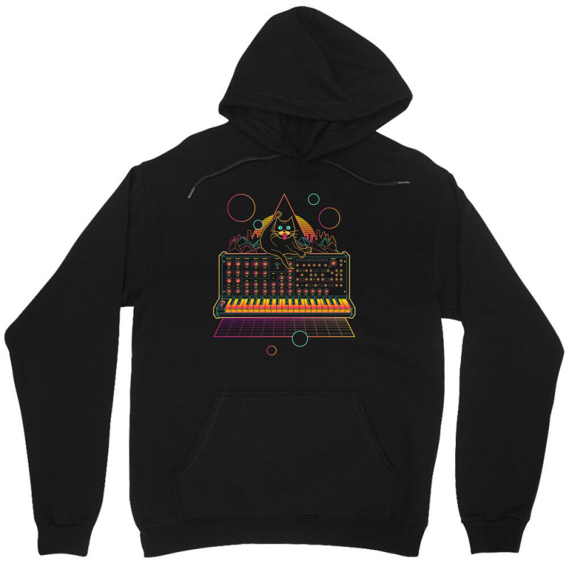 Synthwave Cat On Synthesizer Unisex Hoodie | Artistshot