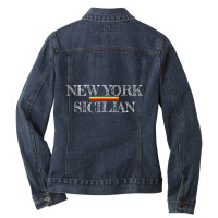 New York Sicilian Flag Pride Sicily Ladies Denim Jacket | Artistshot