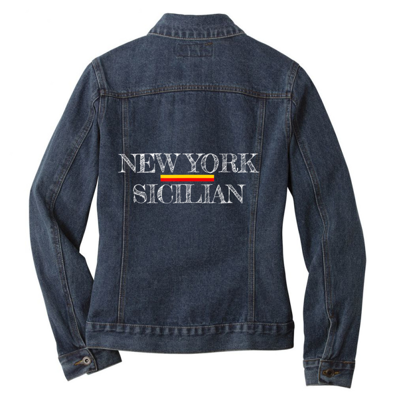 New York Sicilian Flag Pride Sicily Ladies Denim Jacket by Sheppard Karena | Artistshot