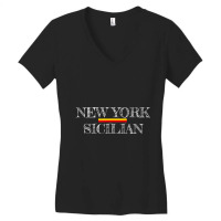 New York Sicilian Flag Pride Sicily Women's V-neck T-shirt | Artistshot